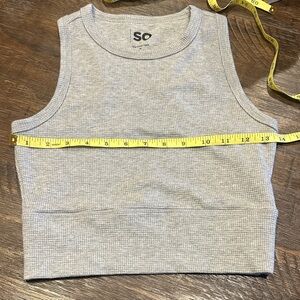 Gray Sleeveless Waffle Crop Top